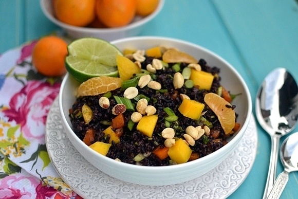 Black Rice Salad with Mangoes & Tangerines Recipe | HeyFood — heyfoodapp.com