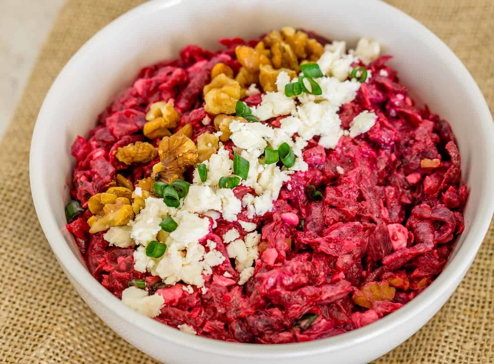Russian Beet Salad with Feta Recipe | HeyFood — heyfoodapp.com