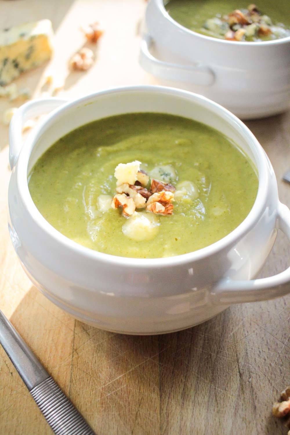 Broccoli and Stilton Soup with Walnuts Recipe | HeyFood — heyfoodapp.com