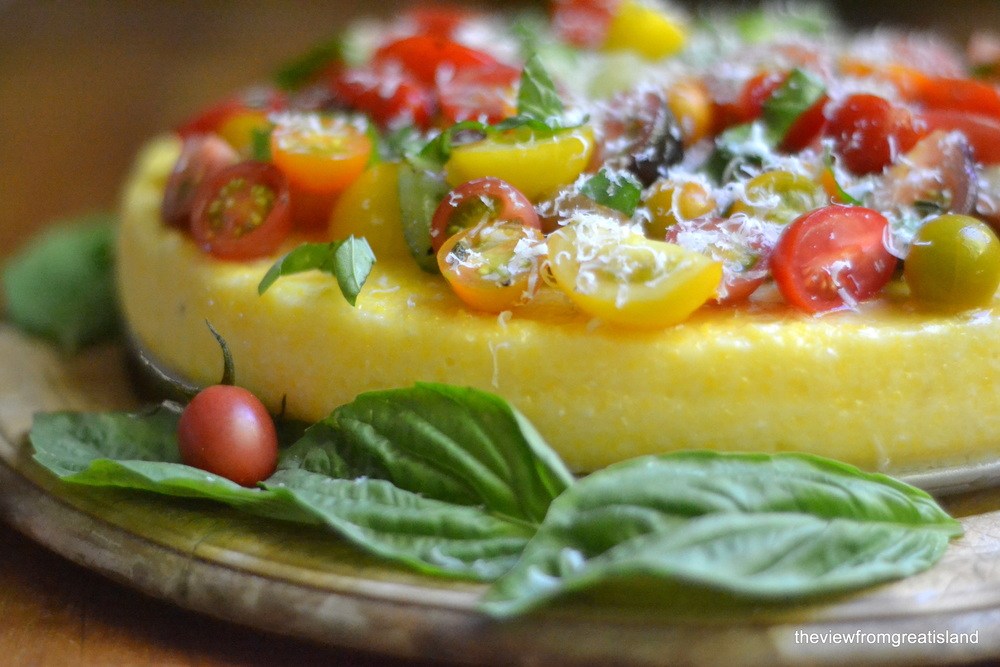 Polenta Tart with Heirloom Tomatoes Recipe | HeyFood — heyfoodapp.com