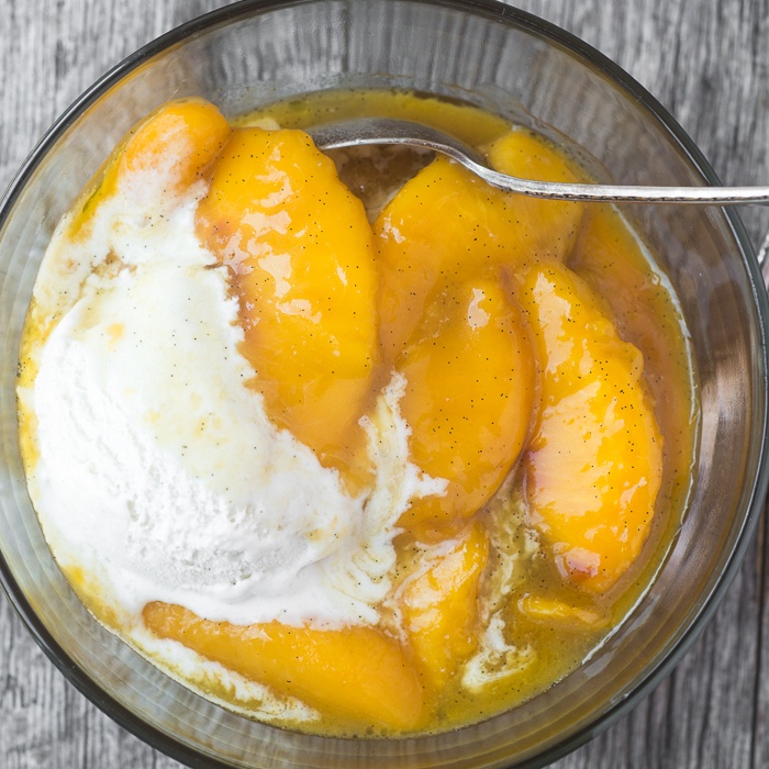 Bourbon Fried Peaches with Ice Cream Recipe | HeyFood — heyfoodapp.com