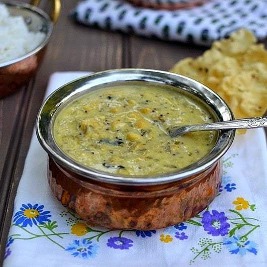 Patli Dal (Yellow Split Peas & Kale in a Yogurt-Peanut Sauce) Recipe | HeyFood — heyfoodapp.com