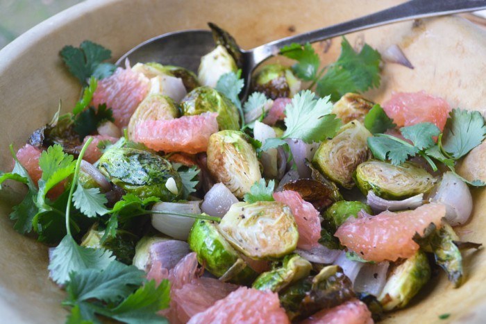 Roasted Brussels Sprouts and Pomelo Salad Recipe | HeyFood — heyfoodapp.com