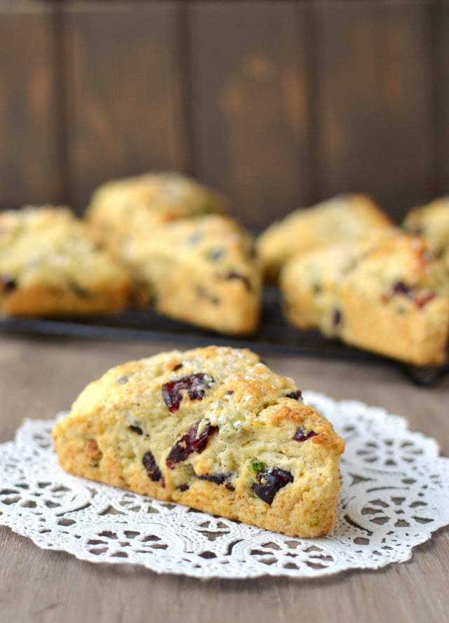 Cranberry-Pistachio Cream Scones Recipe | HeyFood — heyfoodapp.com