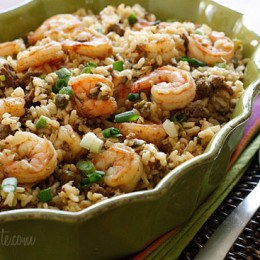 Dirty Brown Rice with Shrimp Recipe | HeyFood — heyfoodapp.com