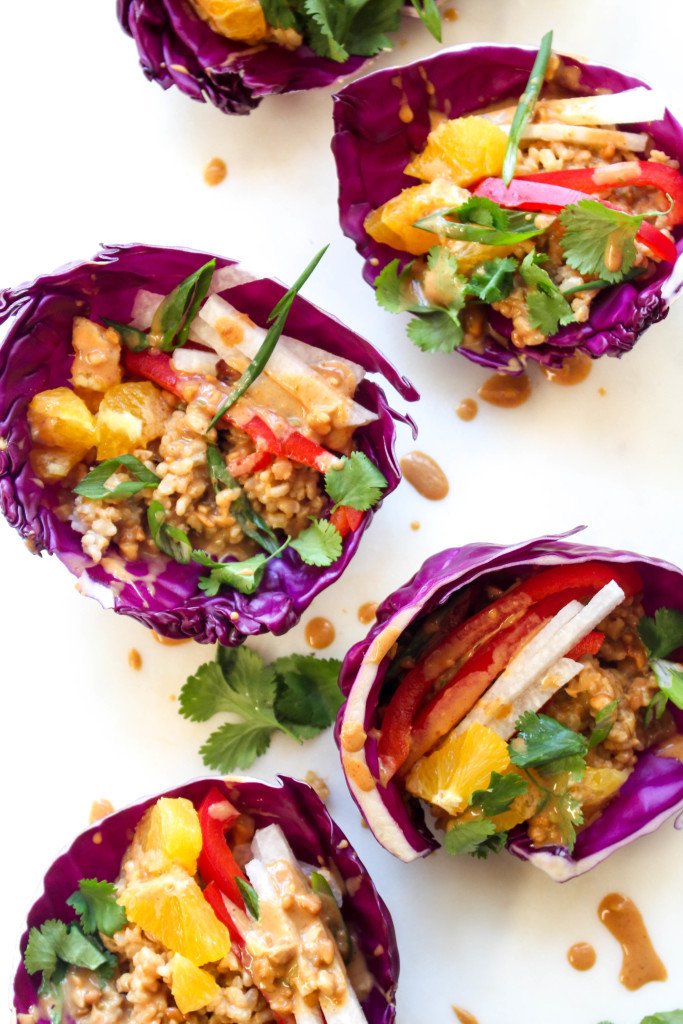 Thai Peanut Rice Cabbage Wraps Recipe | HeyFood — heyfoodapp.com
