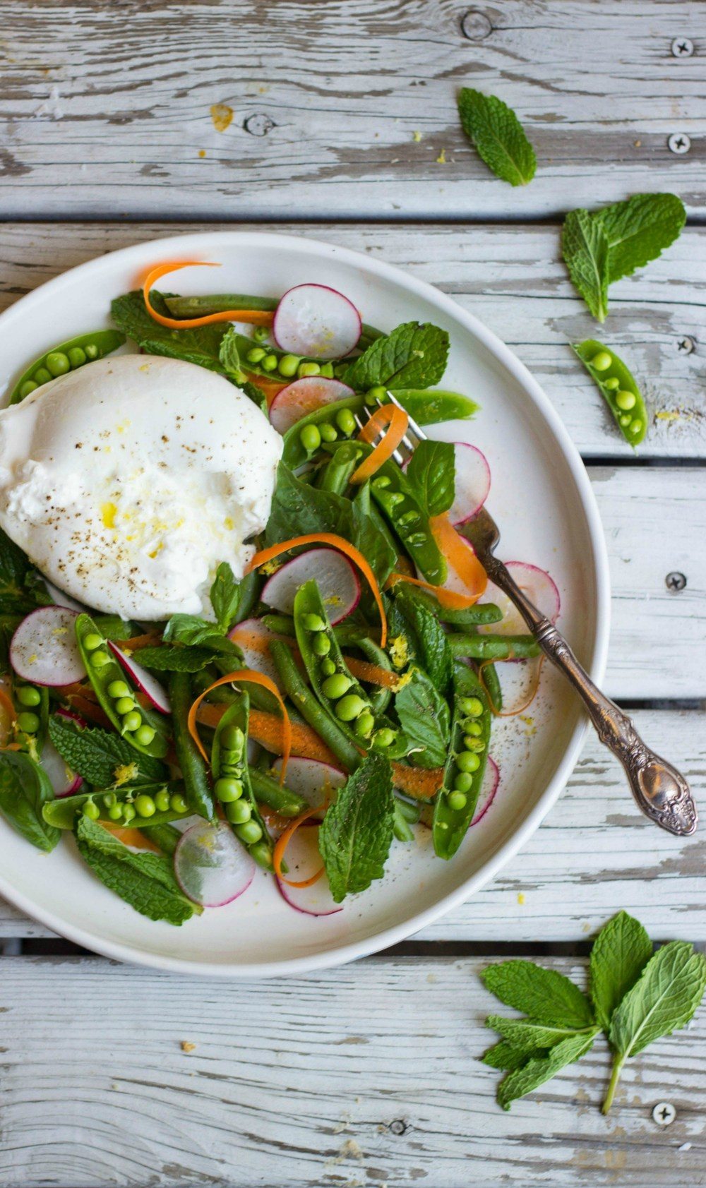 Spring Veggie & Burrata Salad Recipe | HeyFood — heyfoodapp.com