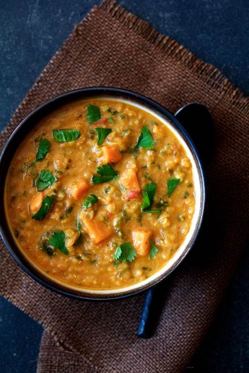 Thai Red Curry Sweet Potato and Lentil Soup Recipe | HeyFood — heyfoodapp.com