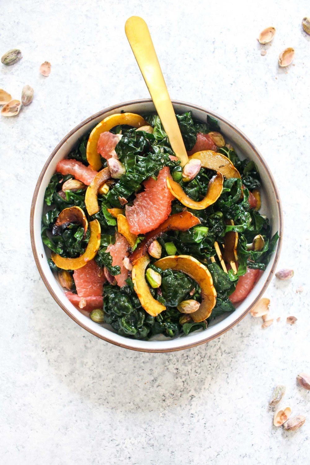 Winter Kale Salad Recipe with Grapefruit & Balsamic Delicata Squash Recipe | HeyFood — heyfoodapp.com