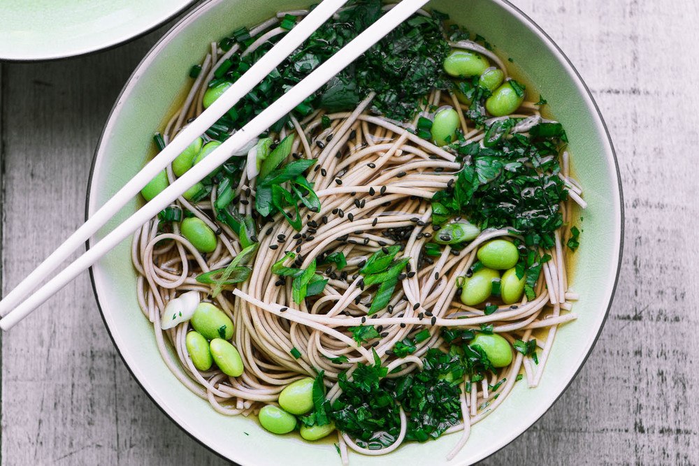 Easy Bone Broth Noodle Bowl with Herbs Recipe | HeyFood — heyfoodapp.com