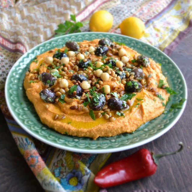 Roasted Red Pepper Hummus Recipe | HeyFood — heyfoodapp.com