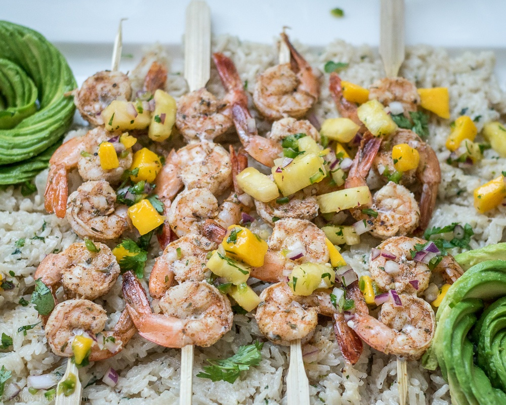 Jamaican Jerk Shrimp with Pineapple Mango Salsa Recipe | HeyFood — heyfoodapp.com