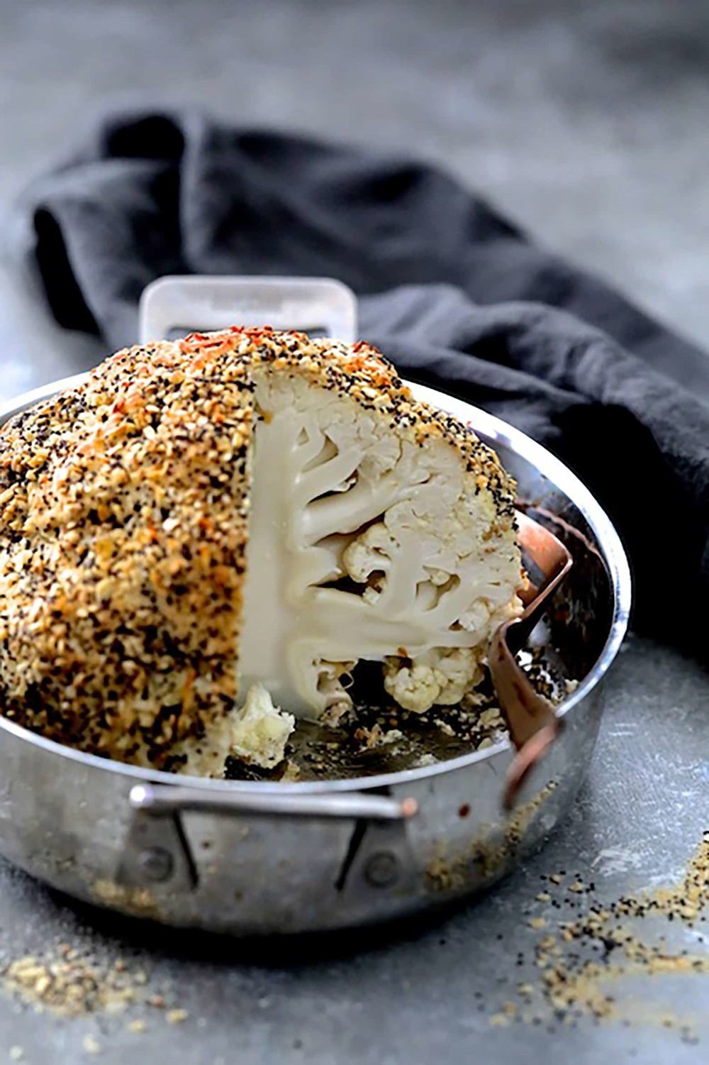 Everything Bagel Spice Whole Roasted Cauliflower Recipe | HeyFood — heyfoodapp.com
