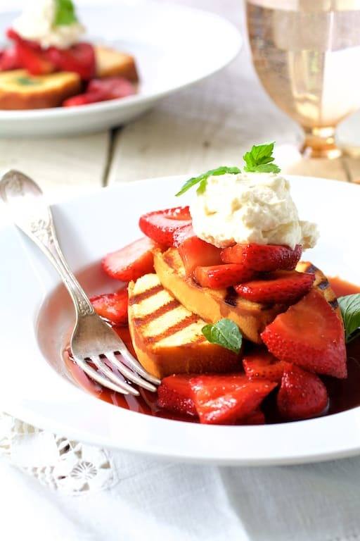 Grilled Pound Cake with Balsamic Macerated Strawberries and Mascarpone Cream Recipe | HeyFood — heyfoodapp.com