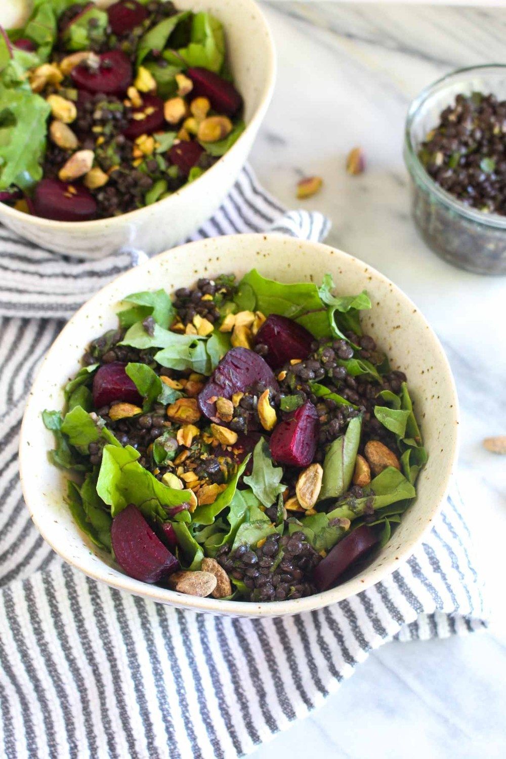 Roasted Beet Kale Salad with Herb Marinated Lentils Recipe | HeyFood — heyfoodapp.com
