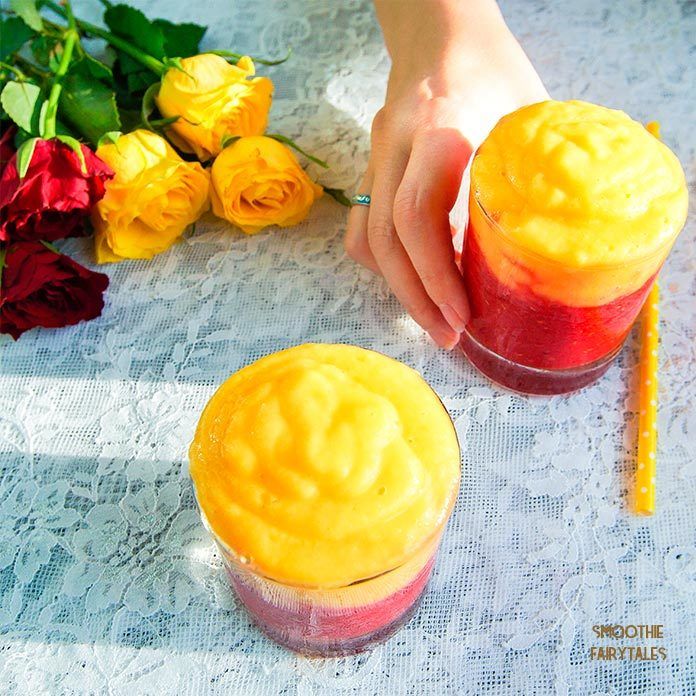 Mango Raspberry Sunrise Smoothie Recipe | HeyFood — heyfoodapp.com