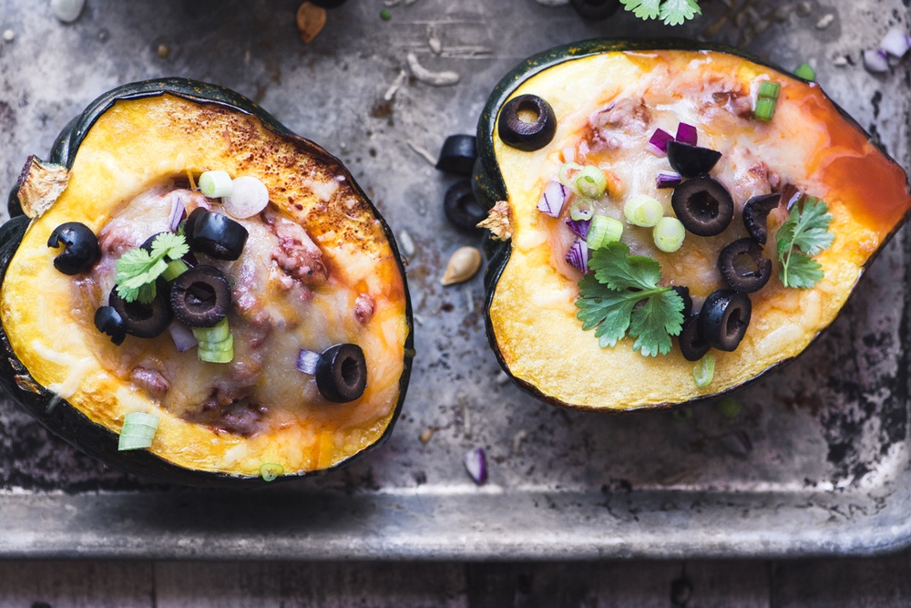 Chili Stuffed Acorn Squash Recipe | HeyFood — heyfoodapp.com