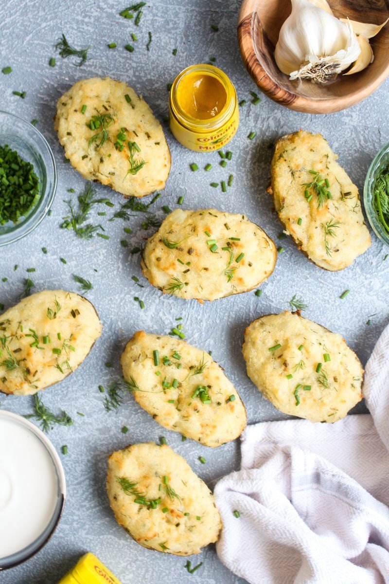 Creamy Mustard Twice Baked Potatoes Recipe | HeyFood — heyfoodapp.com