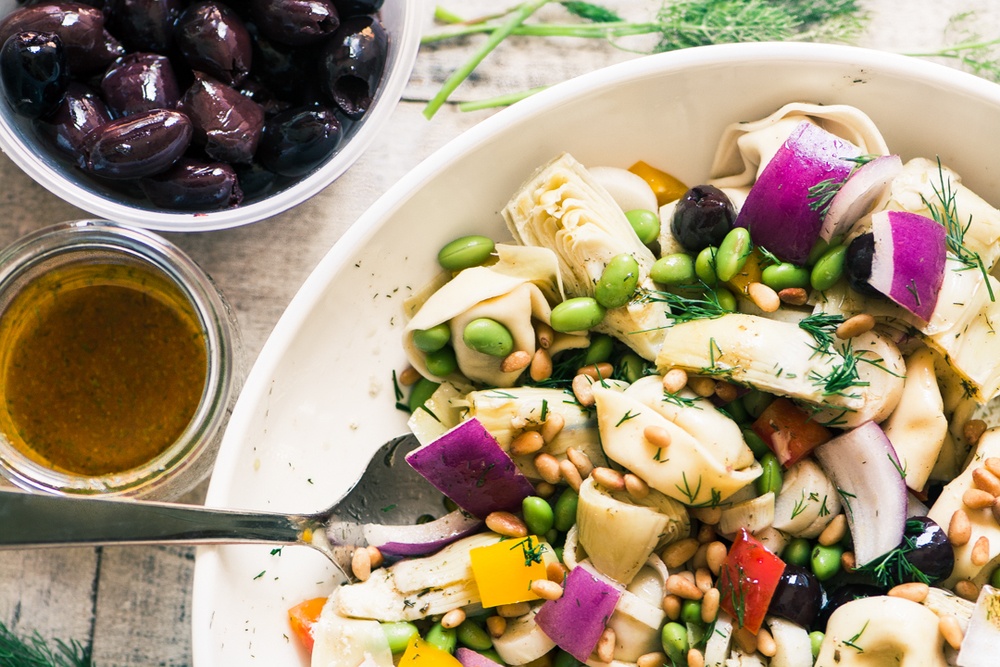 Tortellini Salad with Artichokes and Edamame Recipe | HeyFood — heyfoodapp.com