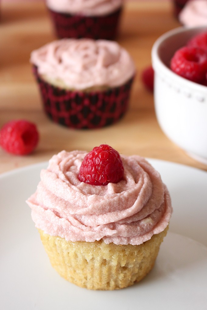 Vegan Vanilla Cupcakes with Raspberry Frosting Recipe | HeyFood — heyfoodapp.com