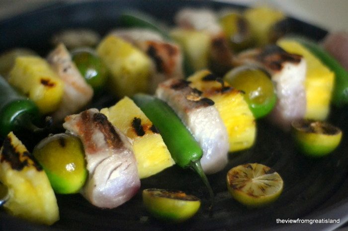 Mahi Mahi Skewers with Jalapeno, Key Lime, and Pineapple Recipe | HeyFood — heyfoodapp.com