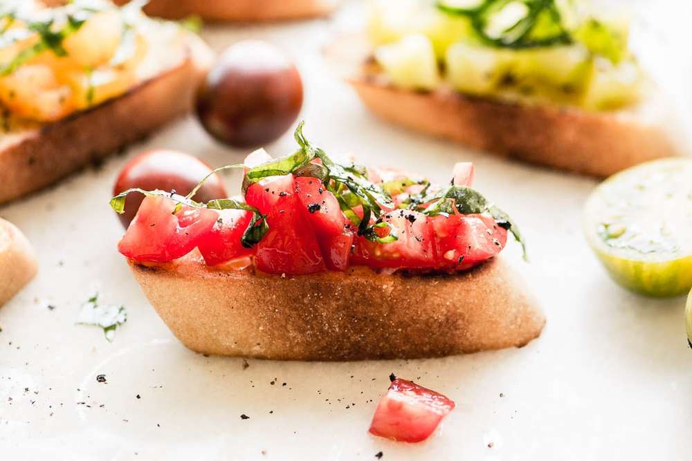 Heirloom Tomato Bruschetta  Recipe | HeyFood — heyfoodapp.com