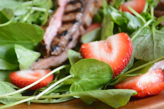 Strawberry jalapeno Marinated Steak Salad Recipe | HeyFood — heyfoodapp.com