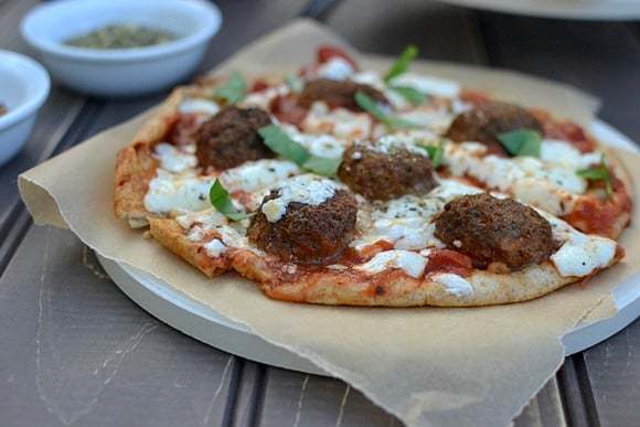 Vegetarian Pita Pizza with Meatless Meatballs Recipe | HeyFood — heyfoodapp.com