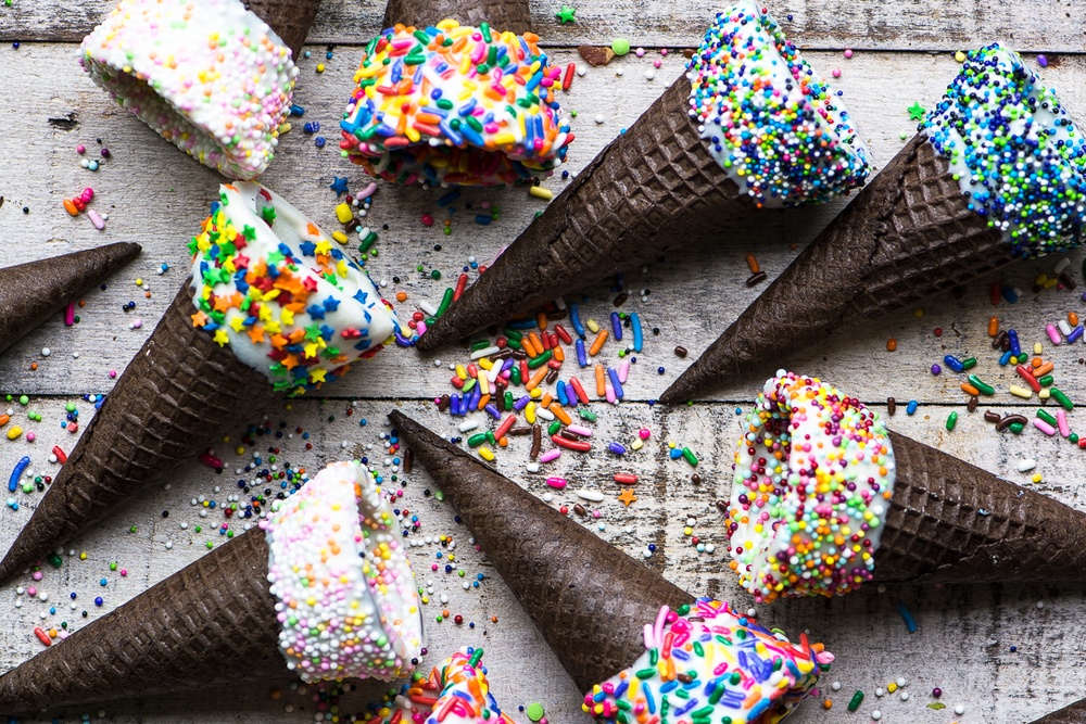 Sprinkled Dipped Ice Cream Cones Recipe | HeyFood — heyfoodapp.com