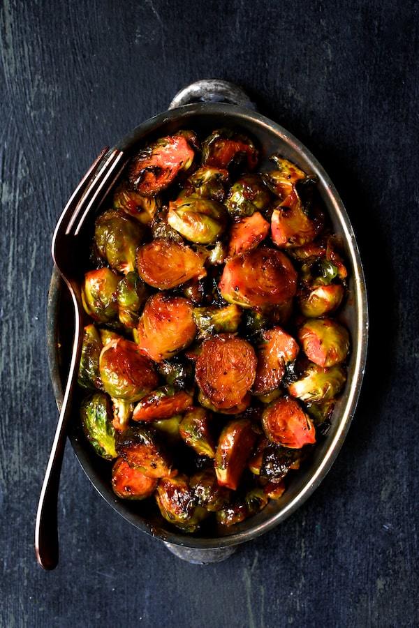 Sriracha Sweet Chili Roasted Brussels Sprouts Recipe | HeyFood — heyfoodapp.com