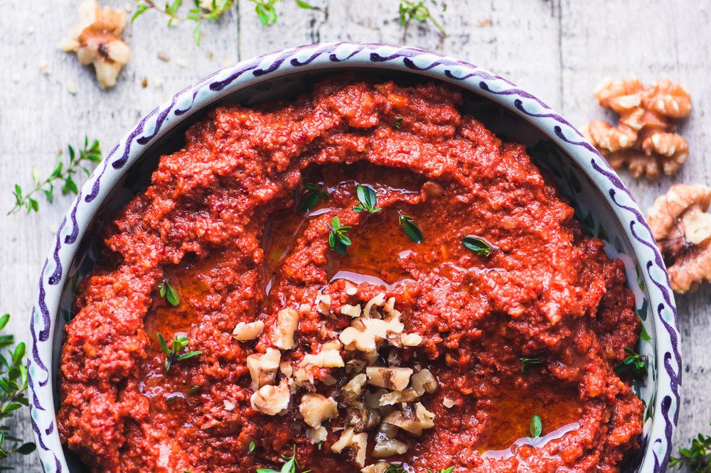 Muhamarra (roasted red pepper & walnut dip) Recipe | HeyFood — heyfoodapp.com