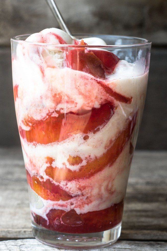 Roasted Plums with Ice Cream Recipe | HeyFood — heyfoodapp.com