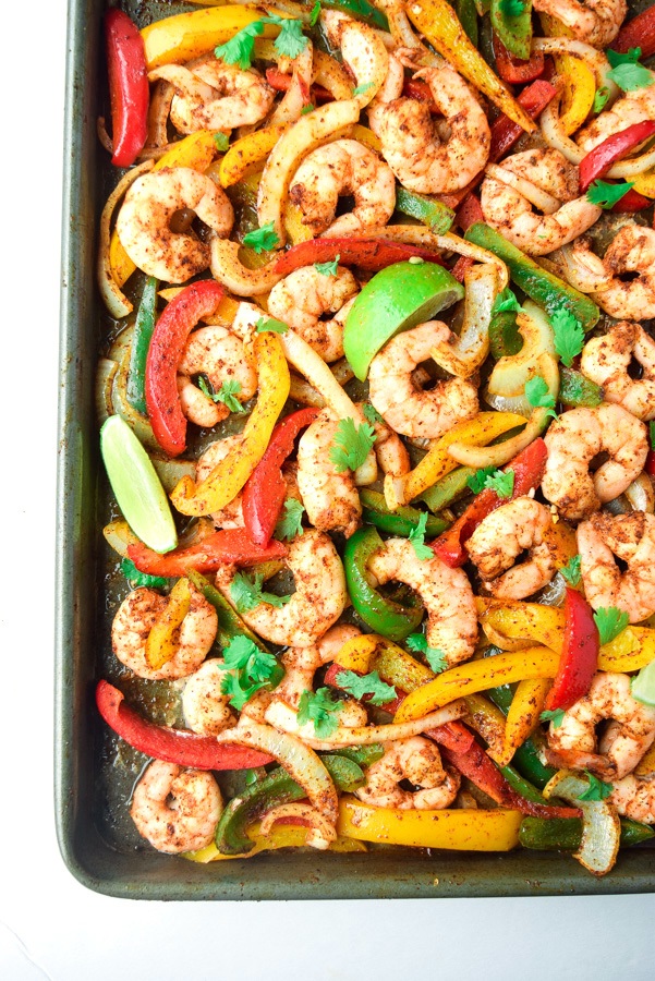 Easy Sheet Pan Shrimp Fajitas Recipe | HeyFood — heyfoodapp.com