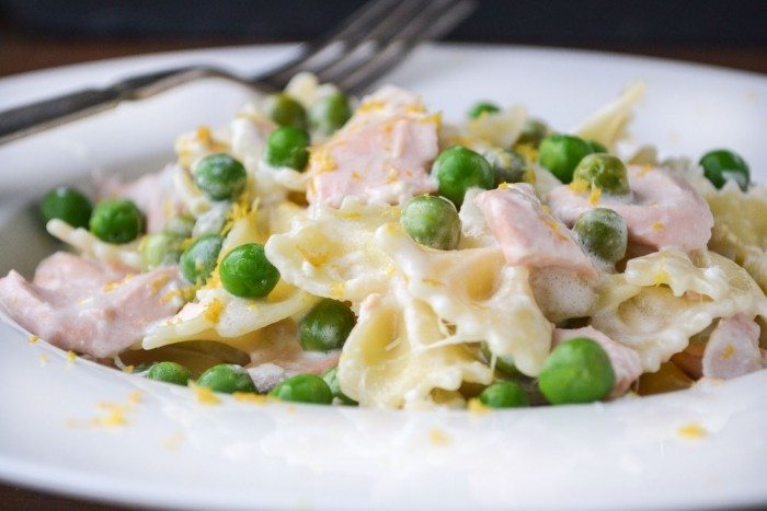 Farfalle with Salmon, Lemon and Peas Recipe | HeyFood — heyfoodapp.com