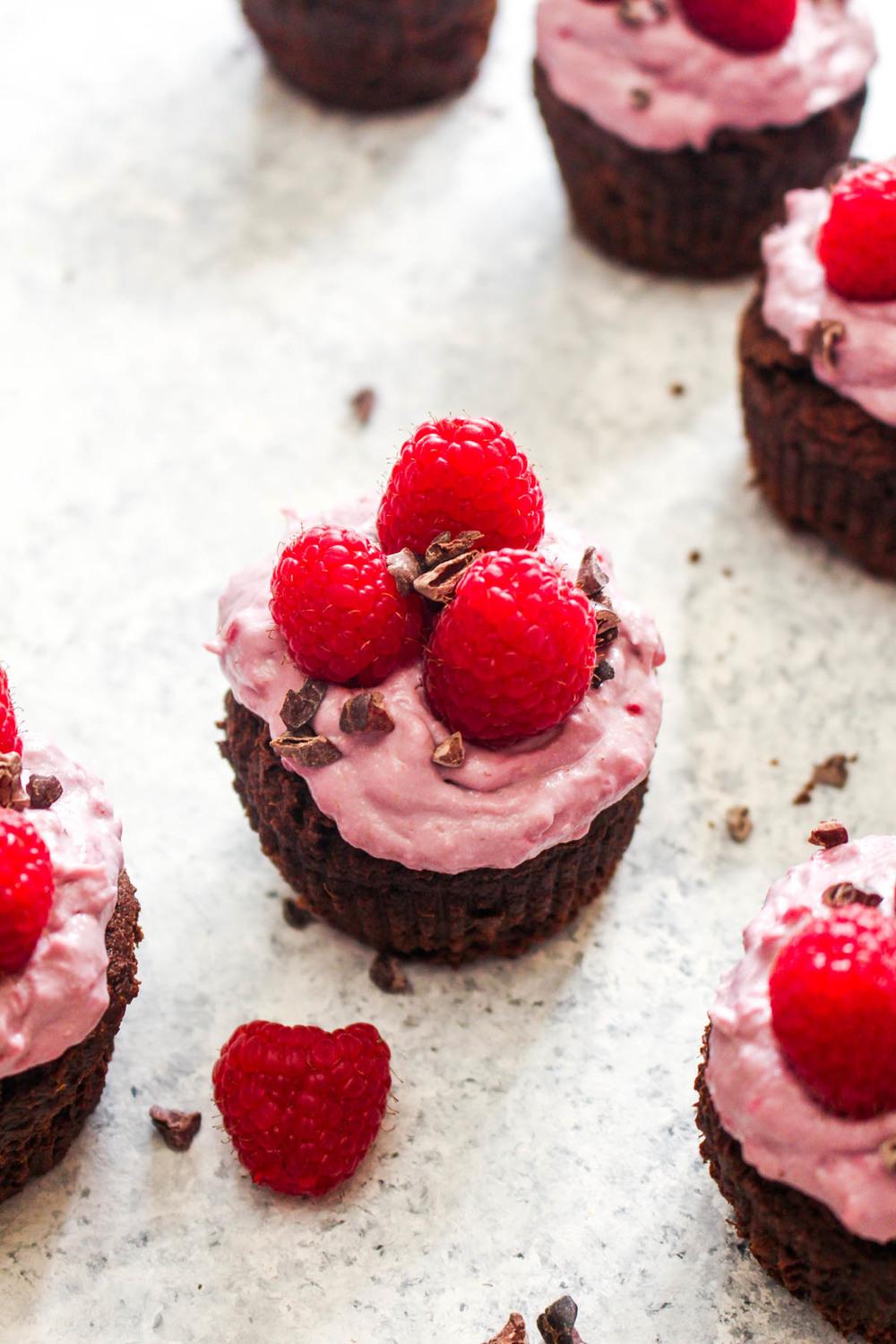 Healthy Chocolate Raspberry Cupcakes Recipe | HeyFood — heyfoodapp.com