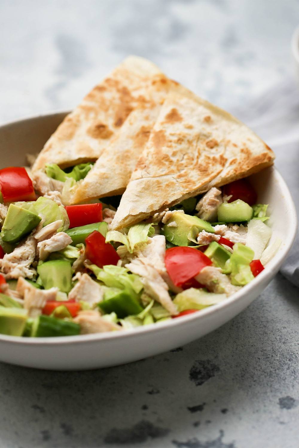 Chopped Chicken and Cheesy Quesadilla Salad Recipe Recipe | HeyFood — heyfoodapp.com