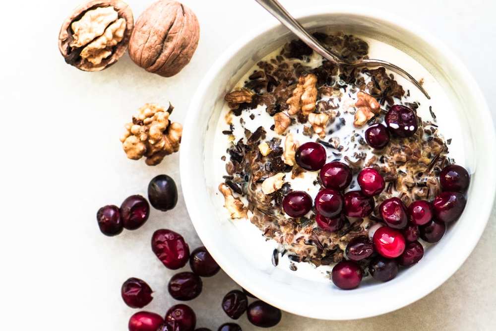 Cranberry Walnut Wild Rice Porridge Recipe | HeyFood — heyfoodapp.com