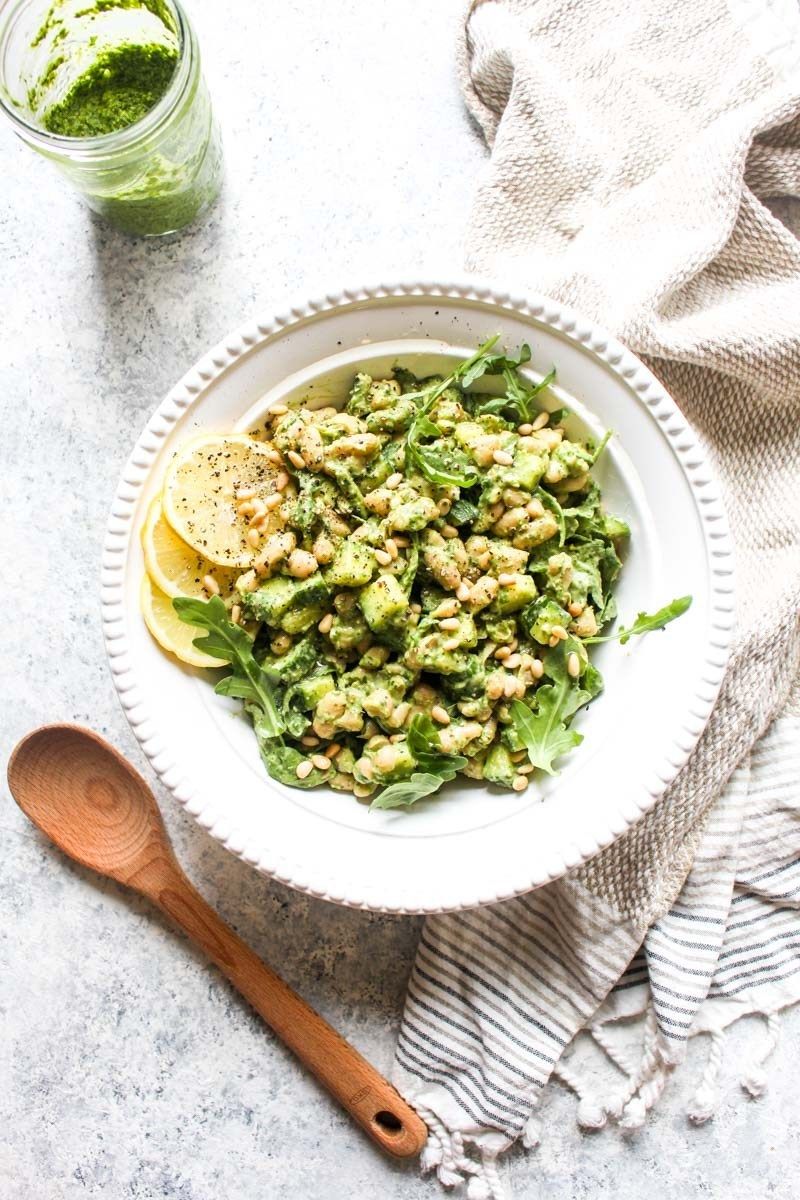 Pesto White Bean Salad Recipe | HeyFood — heyfoodapp.com