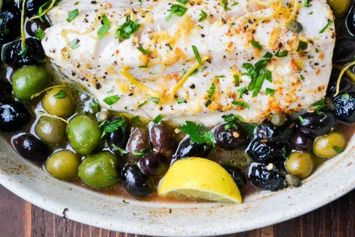 Cod with Lemon and Olives Recipe | HeyFood — heyfoodapp.com