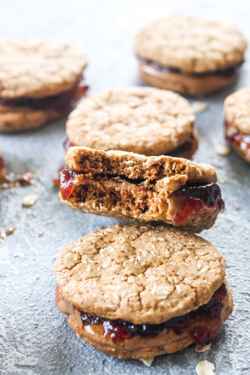 Peanut Butter and Jelly Sandwich Cookies Recipe | HeyFood — heyfoodapp.com