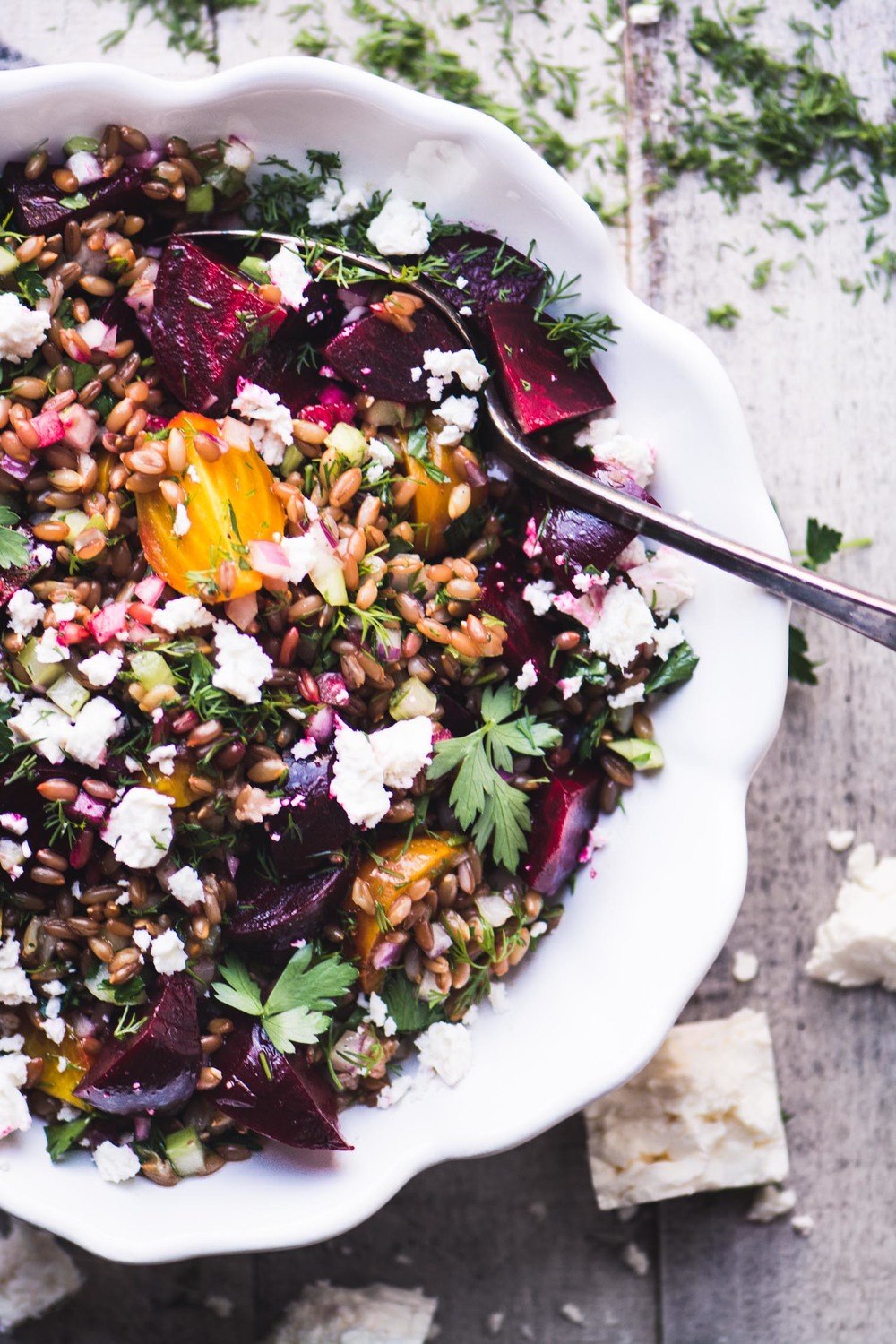 Wheat Berry Salad with Beets and Feta Recipe | HeyFood — heyfoodapp.com