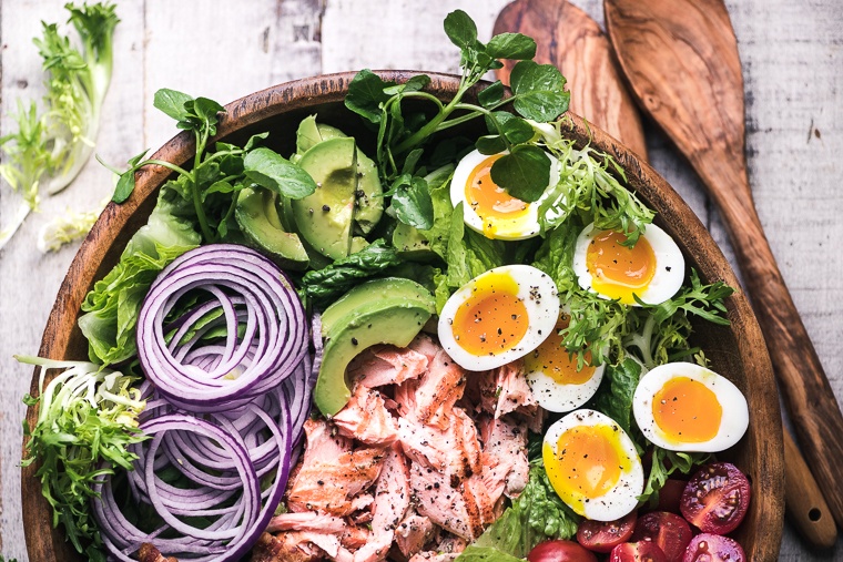 Salmon Cobb Salad Recipe | HeyFood — heyfoodapp.com
