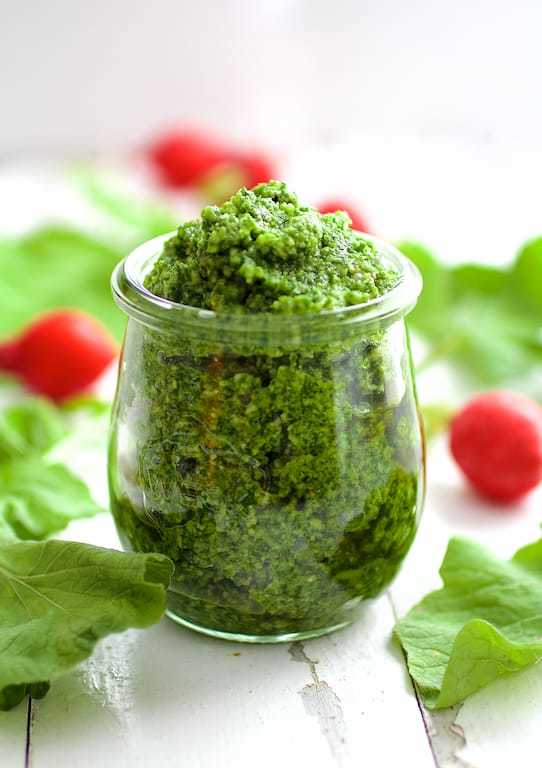 Radish Greens Pesto Recipe | HeyFood — heyfoodapp.com