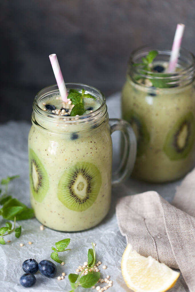 Kiwi Banana Smoothie with Blueberries Recipe | HeyFood — heyfoodapp.com