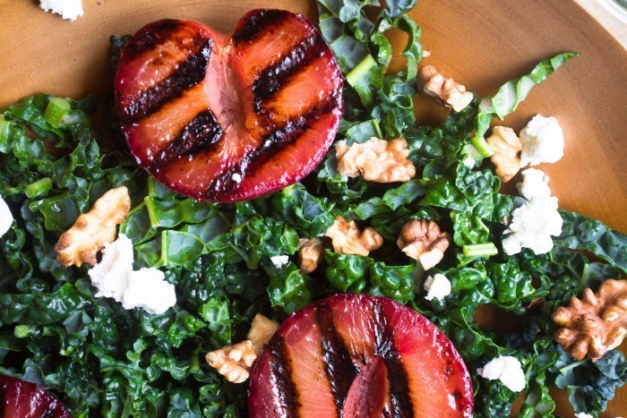 Grilled Plumcot Salad with Toasted Walnut Vinaigrette Recipe | HeyFood — heyfoodapp.com