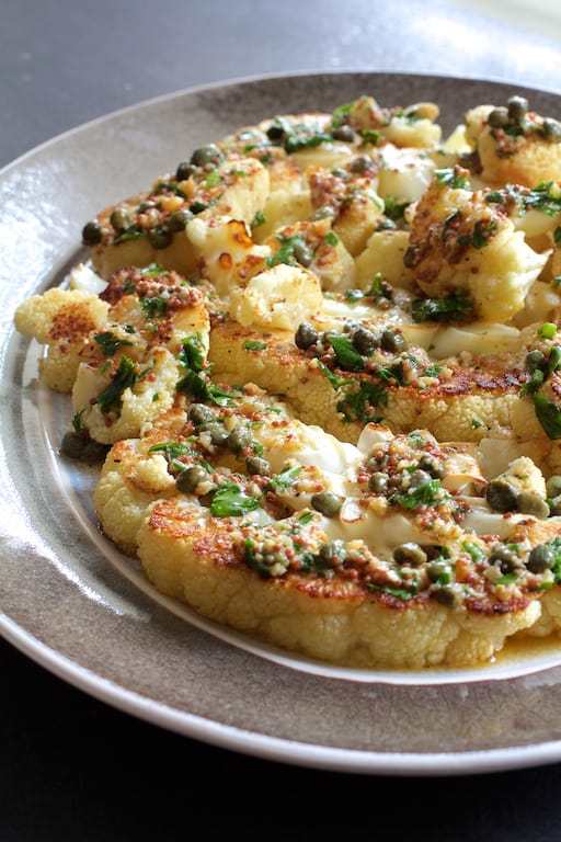 Roasted Cauliflower with Mustard Caper Brown Butter Recipe | HeyFood — heyfoodapp.com