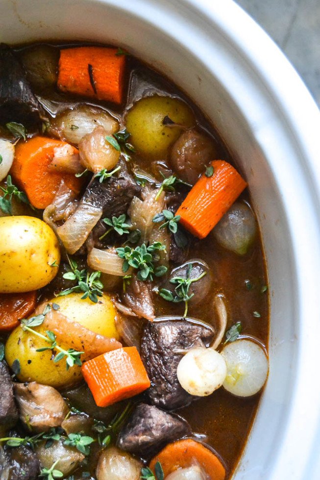 Slow Cooker/Crock Pot Beef Bourguignon Recipe | HeyFood — heyfoodapp.com