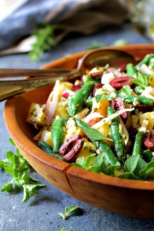 Potato Green Bean Salad with Olives and Feta Cheese Recipe | HeyFood — heyfoodapp.com