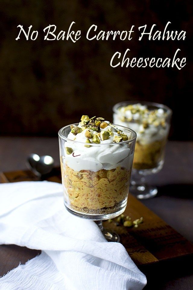Individual No bake Carrot Halwa Cheesecakes Recipe | HeyFood — heyfoodapp.com