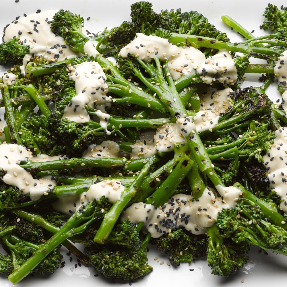 Char-grilled Sprouting Broccoli With Sweet Tahini Recipe | HeyFood — heyfoodapp.com